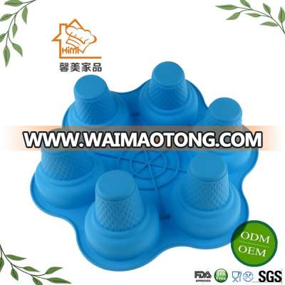 HIMI 6 cavity Ice Cream Cone Cupcake Soap Pan Bakeware Tray Lollipop Silicone Mold