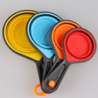 Wholesale Colourful foldable 4pcs silicone disposable measuring spoons