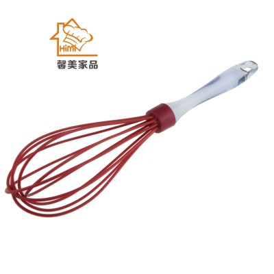 HIMI food grade 11 inch egg beater silicone whisk tool silicone stirring silicone egg frother with Transparent plastic handle