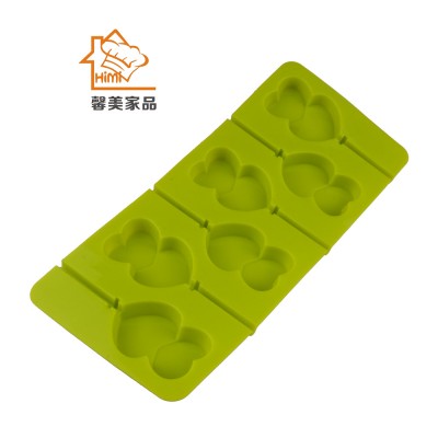 HIMI Amazon 6 cavity chocolate mold Double Heart Star Small Flower Smile Face Round Silicone Lollipop Mold in cake tools