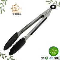 HIMI 7 inch Stainless Steel &Silicone Kitchen Locking Tongs , Food Tongs,BBQ Tongs