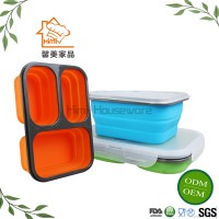 HIMI Leakproof silicone Lunch Box,Collapsible silicone Bento Box,BPA FREE Foldable Meal Kit