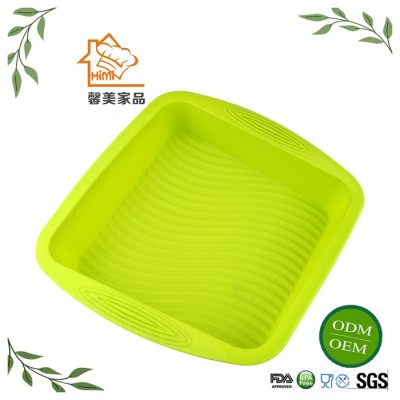 Wholesale Bakeware Non Stick silicone baking tray Wavy pattern big size square shape chiffon cake tray