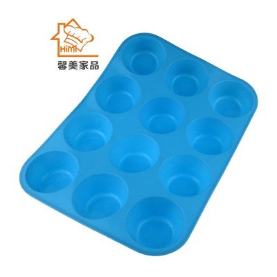 HIMI non stick and flexible 12 cups silicone muffin pan/silicone baking pan/cake mold for baking tools